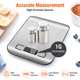 AccuWeight 211 Digital Kitchen Food Scale for Cooking Baking Coffee Scale 5000g by 1g with Tare and LCD Display Food Weight Scale, 8.11×6.42×1.18" Silvery AccuWeight