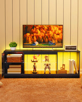 CHOEZON TV Stand with Power Outlets to 55 inch TV, Modern Entertainment Center with Multi-Color LED Light, Media TV Console with Adjustable Glass Shelves for Living Room, Bedroom, Black MDS01UDBB CHOEZON