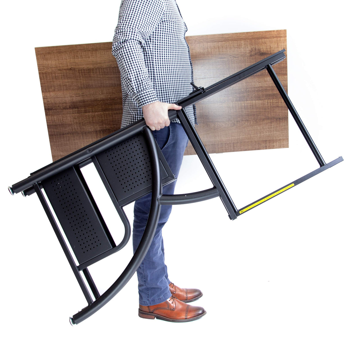 Origami Folding Computer Desk for Office Study Students Bedroom Home Gaming and Craft - Space Saving Foldable Desk Table, Fits Dual Monitors and Laptop, Collapsible, No Assembly Required (Wood, Large) Origami