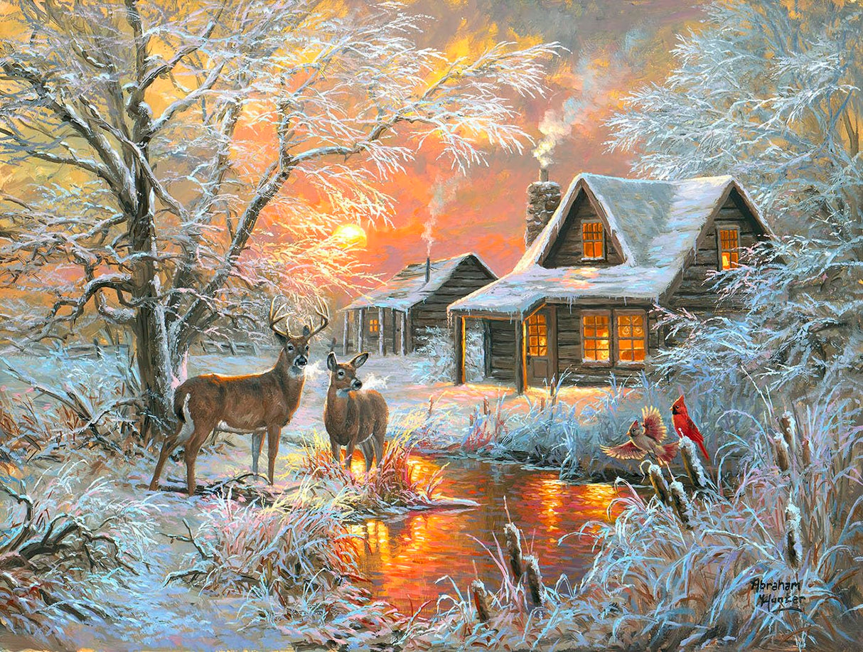 SUNSOUT INC - Frosty Glow - 500 pc Jigsaw Puzzle by Artist: Abraham Hunter - Finished Size 18" x 24" - MPN# 69481 SunsOut