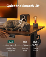 FEZIBO Electric Standing Desk, Height Adjustable Stand up Desk, 55 x 24 Inches Sit Stand Home Office Desk, Computer Desk, Black Walnut FEZIBO