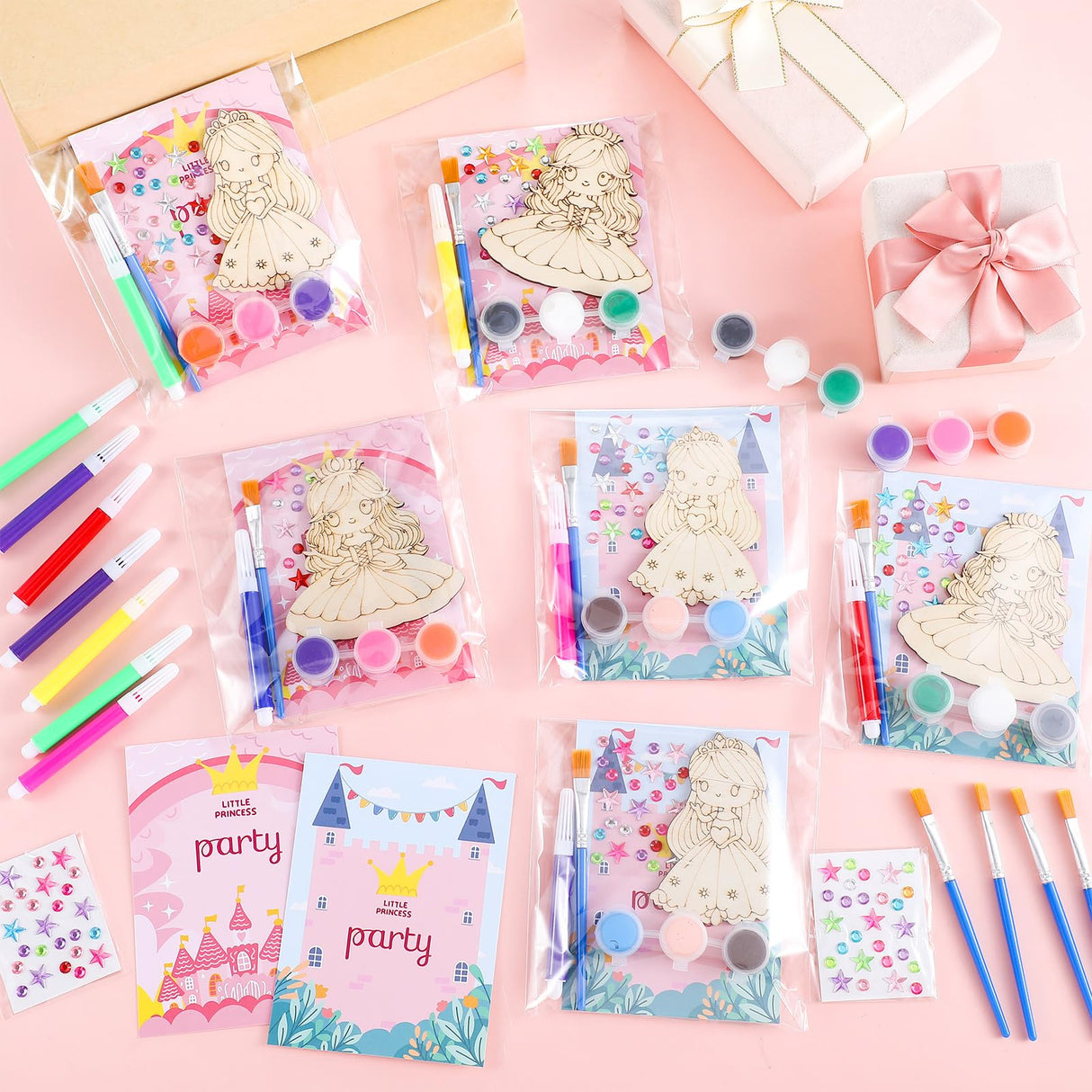 Saypacck 24 Set Princess Party Favors Princess DIY Paint Crafts Kit Birthday Goodie Bags Gifts Supplies Prizes Party Decorations Saypacck