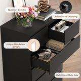 FOTOSOK 7 Drawer Dresser, Black Dresser Tall Dresser, 23.6W x 15.7D x 46.7H in Black Chest of Drawers with Large Storage Space for Home FOTOSOK