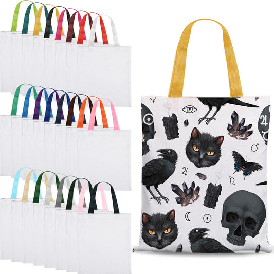 Paterr 24 Pcs Sublimation Blank Tote Bags Bulk DIY Heat Transfer Sublimation Bag for Christmas Gift 24 Colors(12.2 x 14.2'')