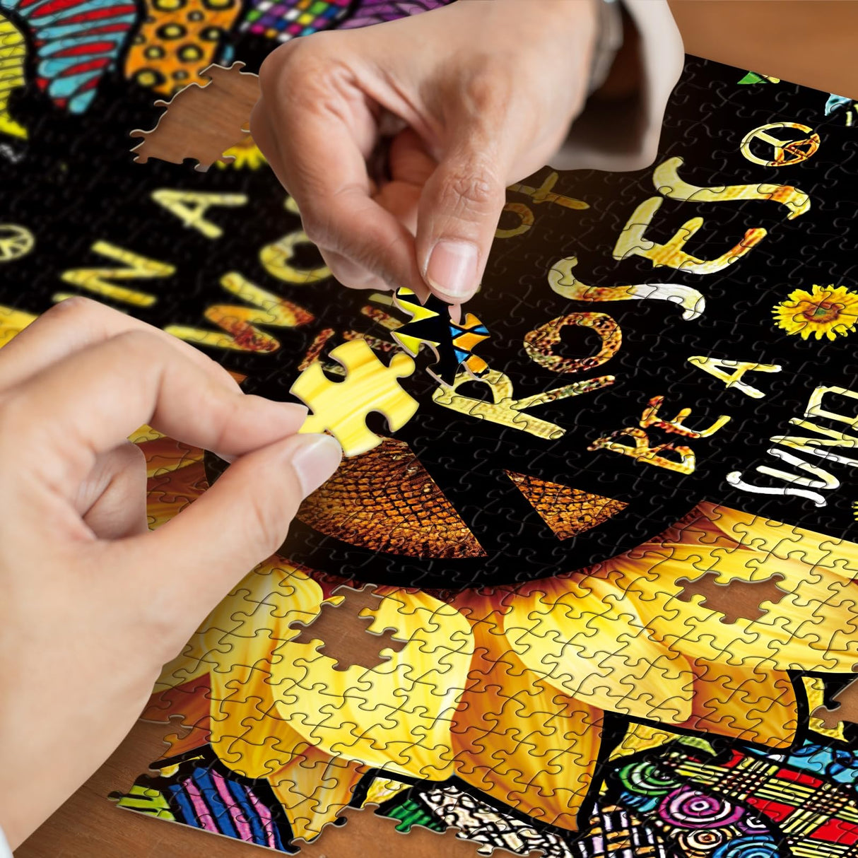 Sunflower Inspirational Puzzles for Adults 1000 Piece, Rainbow Mandala Colorful Flower Jigsaw Puzzle, Motivational Quote Puzzle for Family Game IdeaBazar