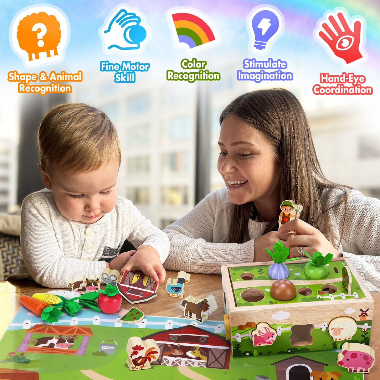 Montessori Wooden Sensory Toddler Toys: Toy for 1 Year Old Boys Girls Birthday Gifts | 1st One First Birthday Gift for 1 Year Old Girl Boy, Educational Learning Toy for 1-2 Year Old Fine Motor Skills MuMua