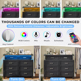 VIAGDO Dresser for Bedroom with 8 Drawers, Chest of Drawers with LED Light, Tall Wide Dresser for Storage and Organization, Black Dresser for Bedroom, Living Room, Closet VIAGDO