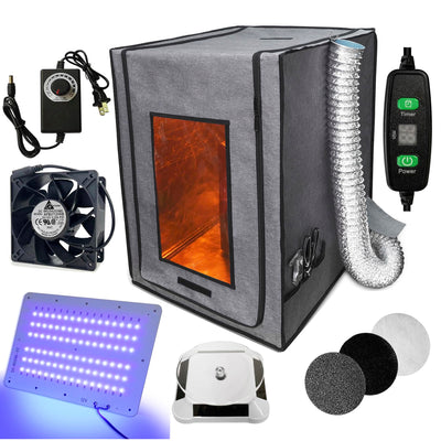 Smart Control Resin 3D Printer Enclosure with Ventilation Kit + UV Curing Light Compatible with ANYCUBIC Photon Mono 2, ELEGOO Mars 4 MSLA, Neptune 3 Pro, Ender 3 3D Printer Upgrade