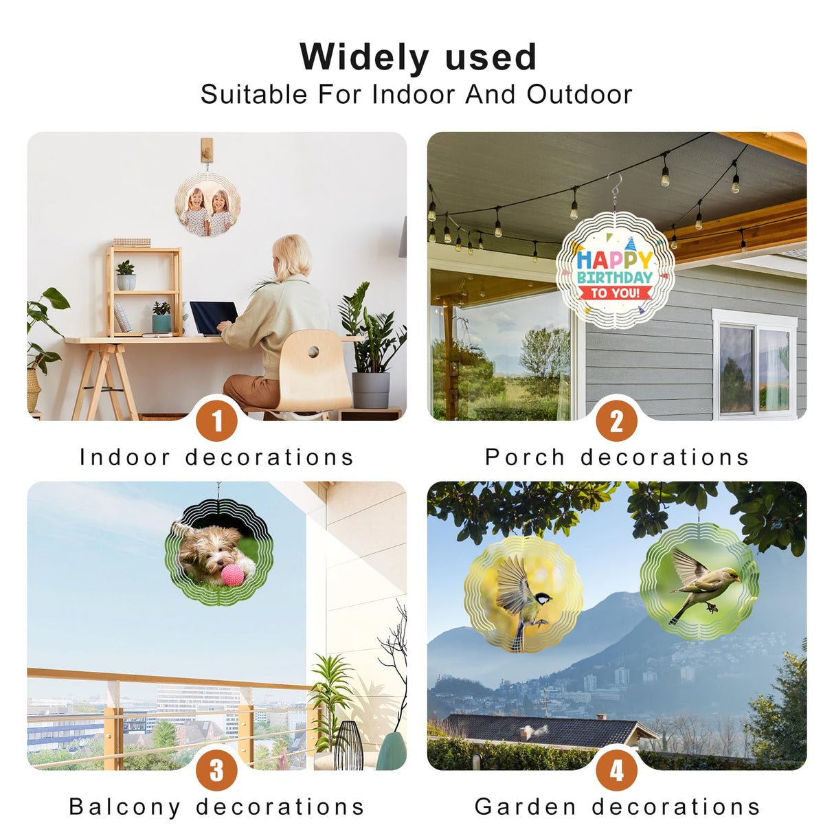 Remiawy Sublimation Wind Spinner Blanks, 8 Inch 5 Pack 3D Aluminum Metal Hanging Wind Spinners Sublimation Blanks Kinetic Sculpture DIY Crafts for Yard Garden Indoor Outdoor Porch Decoration Round REMIAWY