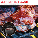 6 Pieces Iron Basting Pot and Brush for Grilling Barbecue Accessories 18 Inches Grill Basting Brush Wooden Long Handle BBQ Mop Brush for Sauce with Extra Replacement Heads and Saucepan for Grilling Nuogo