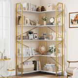 GarveeHome Corner Bookshelf 72" L Shaped Bookcase, Corner Bookshelves Industrial Bookcase 5 Tier L-Shape Bookshelf, Large Bookcases with Beaded Design Tall Display Rack Shelf for Living Room Bedroom GarveeHome