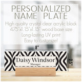 Acrylic Desk Name Plate Personalized with Wooden Base - 28 Backgrounds - Custom Name Plate for Desk, Office Decor, Teacher Appreciation Gifts Brd Gifts