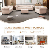 QHITTY Accent Sofa, Chesterfield Loveseat Modern Velvet Couch Upholstered Sofa with Tufted Back for Living Room Furniture (Beige) QHITTY