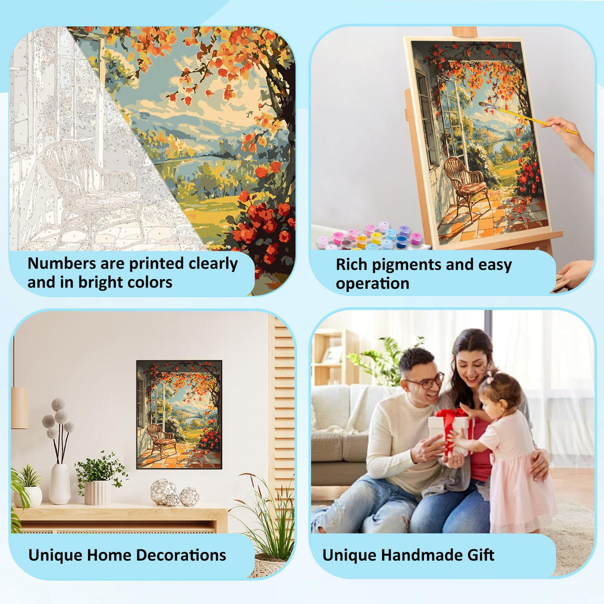 Mnsdiyrs Art Paint by Numbers Kits for Adults, Landscape Paint by Numbers for Adults, Acrylic Adult Paint by Numbers Kits for Gift Home Wall Decor 16x20 Inch Mnsdiyrs