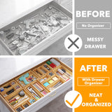 SpaceAid 21-Piece Bamboo Drawer Organizer Storage Boxes Set, Wood Tray Junk Drawer Organizers Multi-Use Divider Bins for Kitchen, Bathroom, Office Desk and Makeup Organization (21 Pack, Natural) SpaceAid