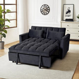 FLEXISPOT XCT4 Convertible Sofa Bed, 3-in-1 Loveseat Sofa Couch with Adjustable Backrest, Pull Out Couch with 2 Pillows & 2 Side Pockets, Futon Sleeper for Dorms Apartment Living Room, Black FLEXISPOT