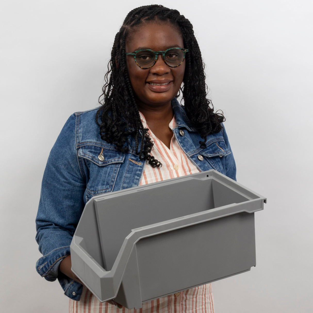 ReadySpace Plastic Containers for Organizing and Storage Bins for Closet, Kitchen, Office, Garage or Pantry Organization, Stackable Bins, Large (14.8" x 8" x 7"), 6-Pack, Black ReadySpace