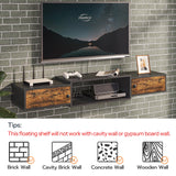 HOOBRO Floating TV Stand with Power Outlet 55", Modern Wall Mounted Media Console Shelf Cabinet for Under TV Storage, Entertainment Center, Living Room, Bedroom, Rustic Brown and Black BF11DS01 HOOBRO