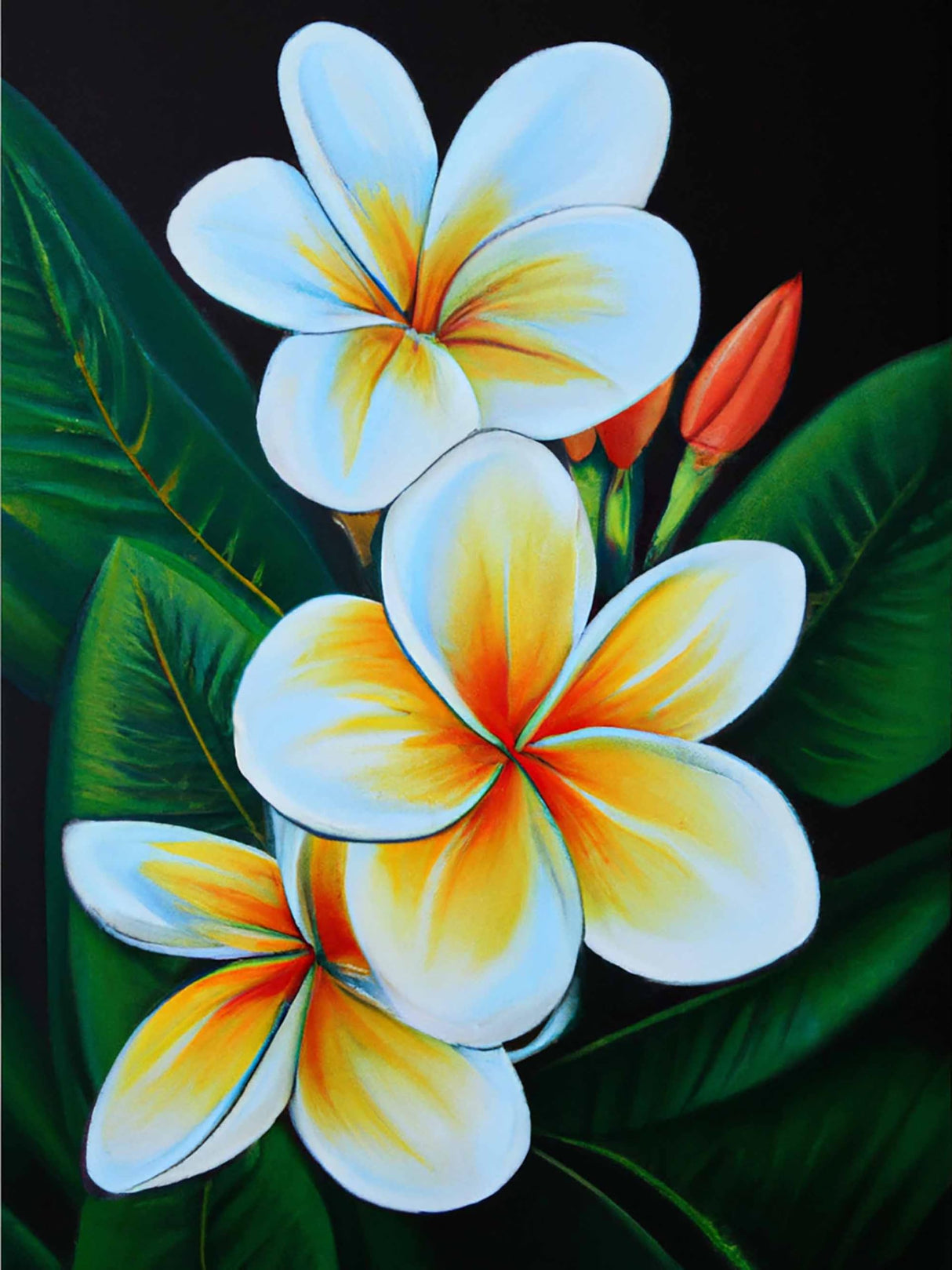 SKRYUIE 5D Diamond Painting Flower Plumeria Full Drill by Number Kits, DIY Rhinestone Pasted Paint Set for Arts Craft Decoration 30x40cm(12x16inch) SKRYUIE