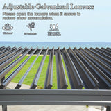 Domi Outdoor Louvered Pergola 10x20FT with Adjustable Steel Roof, Outdoor Aluminum Frame Rainproof Pergola for Backyard, Garden and Lawn,Dark Gray domi outdoor living