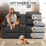 P.H.Furn Recliner Sofa, Reclining Loveseat Sofa with Massage & Heat, Reclining Couch with Side Pockets, Extra Storage, Cup Holders P.H.Furn