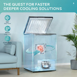 EUHOMY 3.5 Cu.Ft Chest Freezer with Removable Basket, Small Deep Freezer Adjustable 7 Thermostat, Quiet Mini Freezer Free-Standing Top Door, Energy Saving for Apartment/Garage/Basement/Dorm/Home,Black EUHOMY