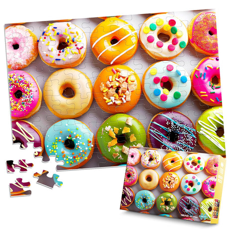 100 Pieces Puzzles for Kids Ages 4-8 6-8 8-10 Year Old - Donuts Jigsaw Puzzle for Kids Ages 5-8 Teens Toddler Learning Educational Puzzles for 4 5 6 7 8 9 Years Old Boys Girls Toys Gifts Jeacirio