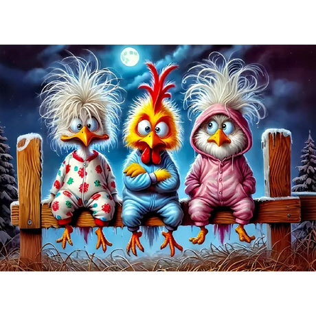 Chicken Diamond Art Kits for Adults, 5D Chicken Diamond Painting Kits for Beginners, Round Full Drill Diamond Art Painting Kit DIY Crystal Rhinestone Funny Gem Art Craft for Home Decor 12 x 16 Inch Fotasmua