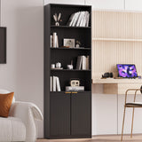 INNOD 72" Tall Book Shelve Bookcases with Doors, Floor Standing 6 Shelf Display Storage Shelves, Book Shelf with Storage Cabinet, Home Decor Furniture for Living Room Bedroom and Home Office INNOD