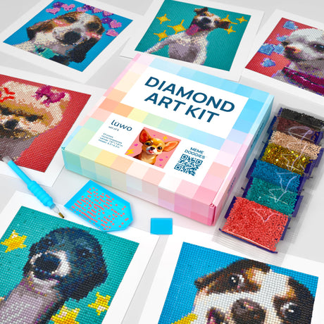 LuwoArte 6 Pack Diamond Painting Kits for Adults – Featuring Meme Doggies and Cute Dogs – Full Drill DIY Paint Gem Art for Adults – Brilliant 5D Diamond Painting Kit–Relaxing Craft for Home Wall Décor LuwoArte