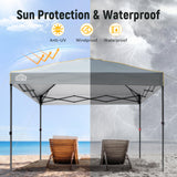Vibemo Canopy Tent 10x10, 1-Person Setup Pop Up Canopy Tent with Roller Bag, 3 Adjustable Height, 4 Sandbags, 8 Stakes, 4 Guylines, Waterproof and UPF50+ Sun Protection Outdoor Canopy for Party，Beach Vibemo