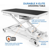 Burano Professional Super Low-Step Electric Dog Grooming Table 49.2", Heavy Duty, Anti-Slip Tabletop, Height Adjustable Dog Table with Lockable Casters, Stainless Grooming Overhead Arm Burano