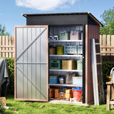 Panovue 5X3X6.1FT Outdoor Steel Storage Shed with Lockable Door,Tool Shed with Sloping Roof, Anti-Corrosion Metal Shed for Backyard Garden Patio Lawn (Light Wood Grain) Panovue