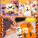 Small Stencils for Painting on Wood Reusable, 3 Inch Reusable Stencil for Craft Ornament Paint Template Stencils for Wall Card Rock Wood Signs Coasters Canvas Home Decor (Halloween) Hosomono