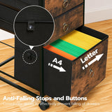 HOOBRO 3-Drawer Mobile File Cabinet, Vertical Filing Cabinet, Office Cabinet, Filing Cabinet for Home Office, Rolling Printer Stand, A4/Letter-Sized, Nonwovens Drawer, Rustic Brown BF30WJ01 HOOBRO