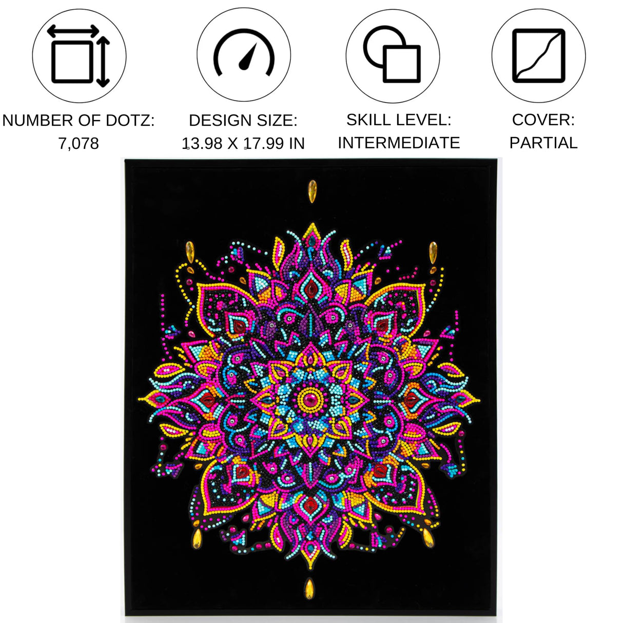 DIAMOND DOTZ Neon Flock Mandala Diamond Painting Kits for Adults - Colorful Diamond Art Kits a Relaxing Creative Craft Kit with Dotz Gems 18x14 DIAMOND DOTZ