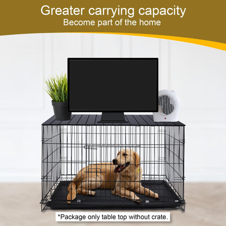 Petmystify Dog Crate Topper with Magnets for 42 Inch Crate - Aluminum Foldable Dog Kennel Topper Decorative Storage Pet Crate Table Black (Only Topper) Petmystify