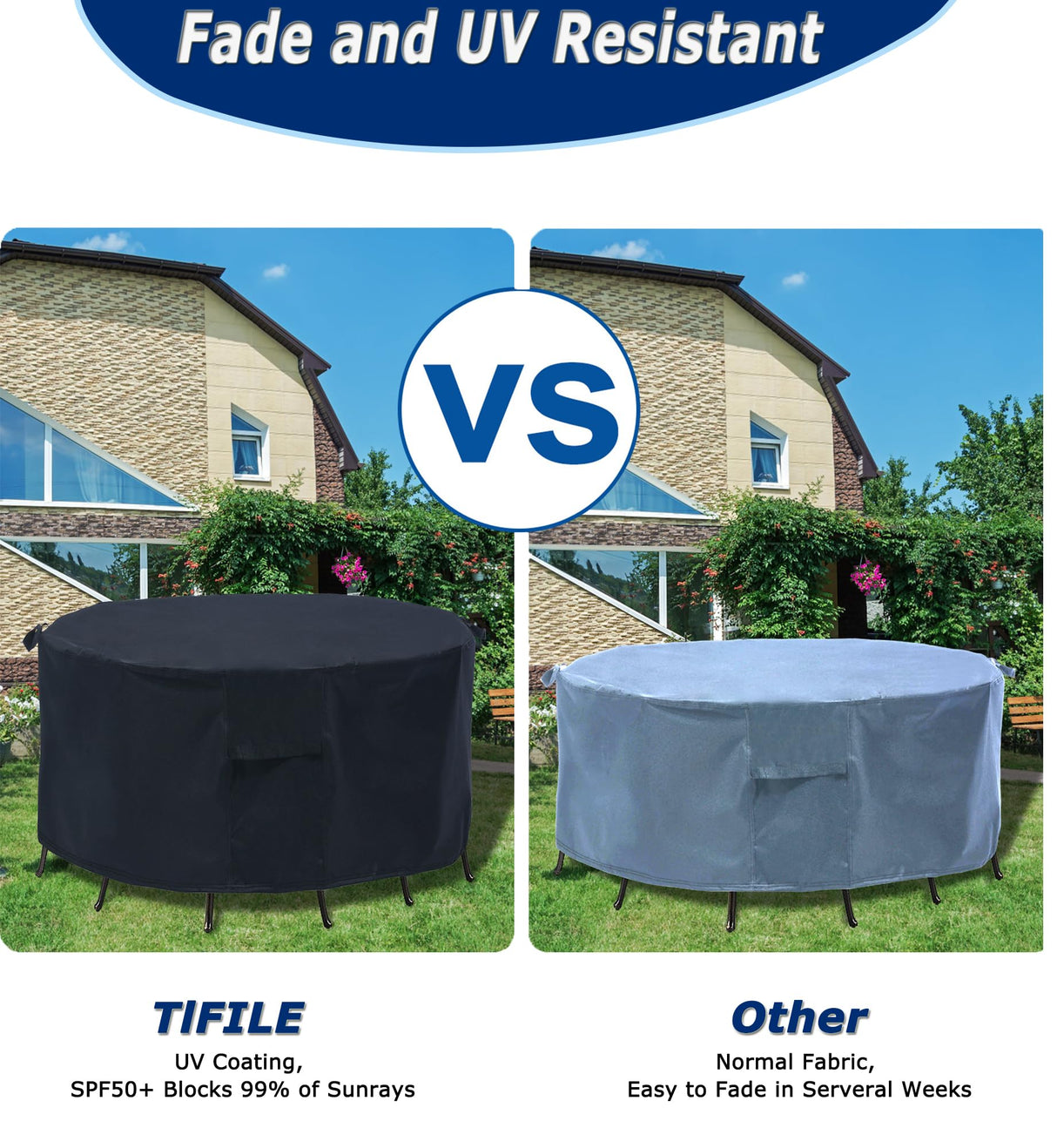 Round Patio Furniture Covers - 74" Dia Waterproof Table & Fire Pit Cover - Anti-Fading for Outdoor Dining Sets TIFILE