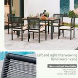 ARTBUSKE 7 Pieces Outdoor Table and Chairs Outdoor Patio Furniture Set Wicker Patio Dining Sets for 6 Patio Table and Chairs Set Outdoor Furniture Set for Garden Yard Porch Poolside ARTBUSKE