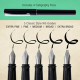U.S. Art Supply 35-Piece Calligraphy Pen Set - 4 Pens, 5 Nibs, 22 Inks, Includes Calligraphy Pens for Writing, Beginners Handbook & Practice Paper Pad U.S. Art Supply