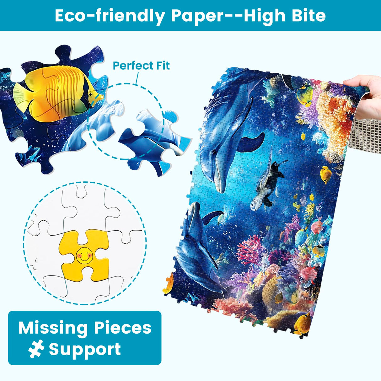 2 Pack Puzzles for Adults 1000 Pieces-Sea Turtle & Dolphins Difficult Jigsaw Puzzles for Adults,Hard Jigsaw Puzzle Decorations DIY Leisure Game Toy Suitable Family Friends(27.5x20 inches) mjyphdm