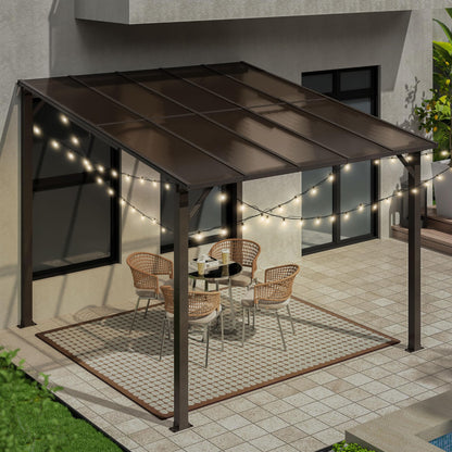 VIWAT 10' x 10' Gazebo, Outdoor Gazebos on Clearance with Aluminum Frame, Wall Mounted Gazebo & Pergola, Lean to Gazebo Awnings for Patio, Decks, Porch and Backyard - WoodArtSupply