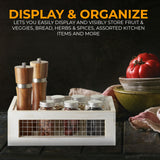 NAGAWOOD Wooden Countertop Baskets Set of 2 for Kitchen, Bathroom, Pantry|Wall Mount Upgrade with Full Accessories| Rustic Nesting Boxes|Wooden Organizer Crates for Fruit, Vegetables, Produce, Bread NAGAWOOD