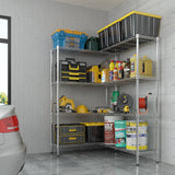 58 inch Wide Shelving Unit, 4 Tier Metal Rack, Pantry Storage Shelves Adjustable Wire Steel Shelving Unit for Heavy Duty Garage, Pantry, Kitchen Carbon Steel Storage Chrome TOEMOA