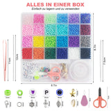 Redtwo 4mm Glass Seed Beads for Jewelry Bracelet Making Kit, Small Beads Friendship Bracelet Kit, Tiny Waist Beads with Letter Beads and Elastic String, DIY Art Craft Girls Gifts. Redtwo