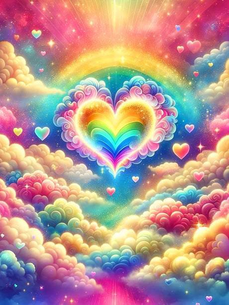 Axquilon Diamond Art Kits for Adults-Rainbow Heart 5D Diamond Painting Kits for Beginners- Round DIY Arts and Crafts Gem Art Kits for Home Decor Gift-12x16in Axquilon