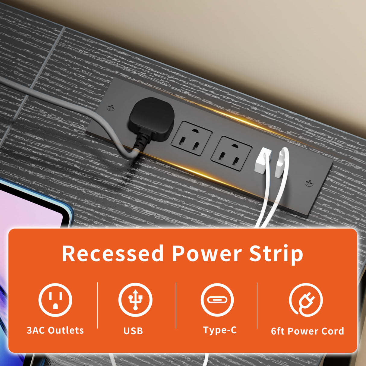 JOISCOPE Computer Desk with USB & Type-C Outlet, Small Home Office Desk with 2-Tier Storage Shelves, Modern Gaming Desktop Workstation, 48 inches, Black JOISCOPE