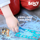 Official Bluey Chalk Art, 5-Pack, Vibrant Sidewalk Chalk For Kids, Includes 5 Chalks, Chalk Holders & Reusable Stencil, Outside Toys for Toddlers 1-3, Bluey Birthday Party Supplies, Bluey Toys Horizon Group USA