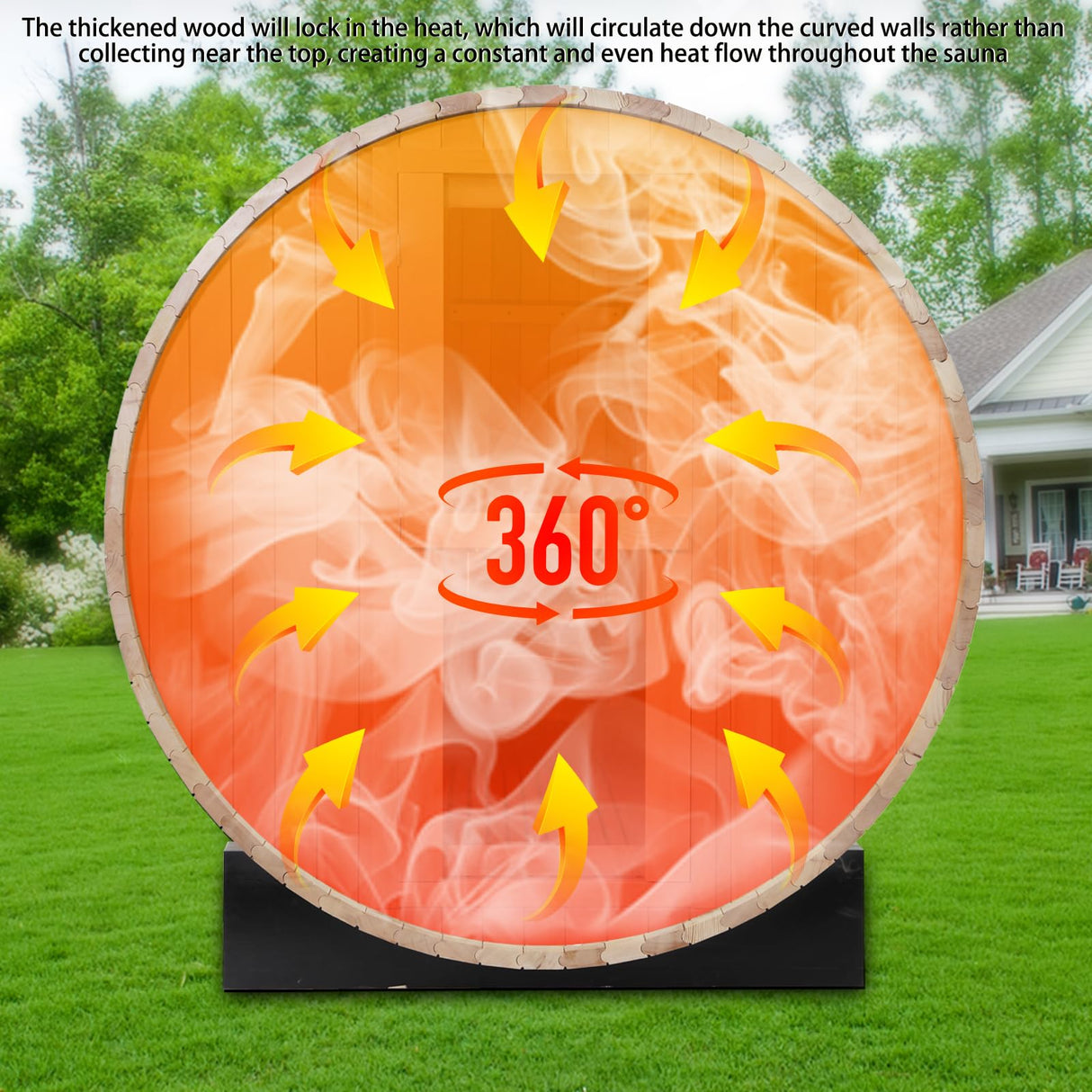 DUTHSS Customize Outdoor Barrel Sauna Rooms with Porch,4-6 Person Wooden Steam Sauna with 6000kw Electric Stove Tempered Glass Sauna Stone Sauna Kits Duthss