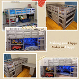 Naomi Home Low Loft Bed Twin Loft Bed with Desk and Storage Kids Beds for Boy Solid Pine Wood Toddler Loft Bed with Storage, Ladder Storage Guard Rails, No Box Spring Needed, Loft Bed Gray Naomi Home